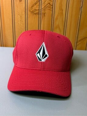 Volcom Red Cap with Black & White Stone Emblem